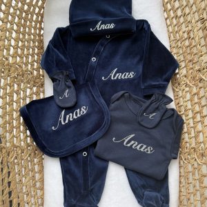 Ensemble 5 pièces velours 0/3 mois